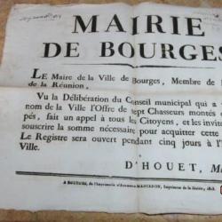 affichette Bourges premier empire chasseur cheval Napoléon Bonaparte empereur Français