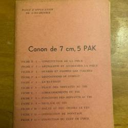 MANUEL INSTRUCTION ARMEE FRANCAISE POUR L'UTILISATION DU CANON DE 7,5 CM PAK ALLEMAND WW2