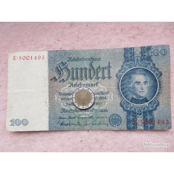 Billet allemand 100 reichsmark WW2 dat du 24/06/1935