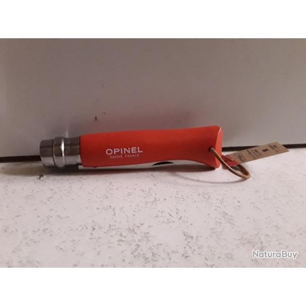 10143 COUTEAU PLIANT OPINEL N8 MANCHE ROUGE NEUF
