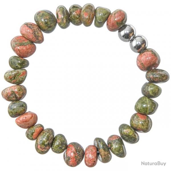 Bracelet en unakite - Perles roules 7  10 mm