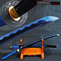katana aiguisé bleu 1060 avec hamon - vrai sabre japonais