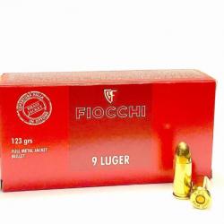 500 munitions Fiocchi 9mm luger 123Gs Boite de 50