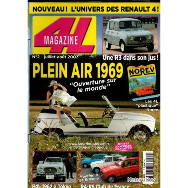 4l magazine n 2 2007 renault 4 et drivs , 4l norev, rodo 5, r4 plein air 1969