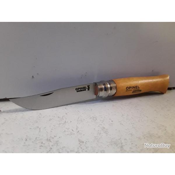 10167 COUTEAU PLIANT OPINEL N9 BOIS LAME CARBONE NEUF