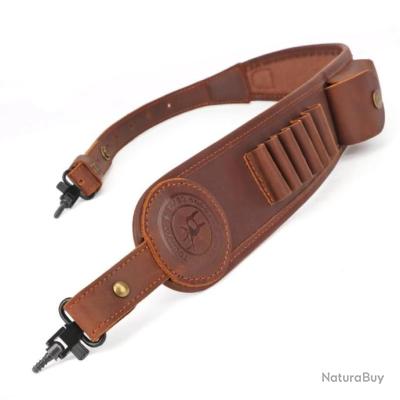 Sangle D'élingue En Cuir Tourbon Pour Fusil – Avec Vis Pivotantes – Marron – Modèle HA1309LE-01-SW02