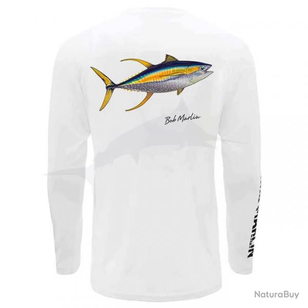 L Shirt Bob Marlin Performance Shirt Natty Tuna Blanc