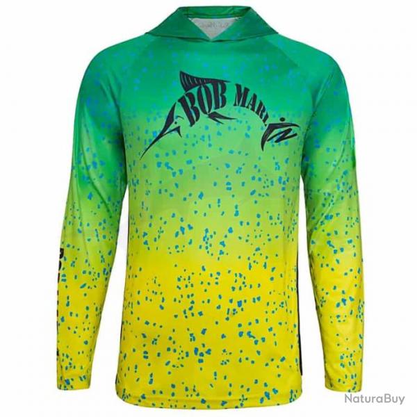 L Shirt Bob Marlin Performance Hoody Bob Mahi Jaune Vert