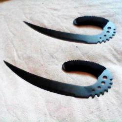 2 couteaux ninja 32cm + socle en bois