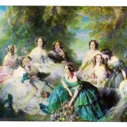 l'impératrice eugénie entourée de ses dames de compagnie , compiègne,  carte postale grand format