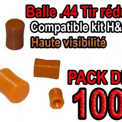 Balle tir réduit .44 ogive compatible kit H&C haute visibilité - Pack de 100
