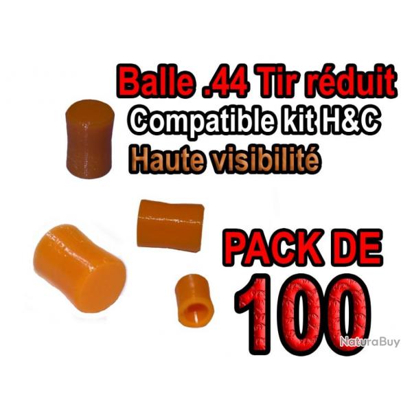 Balle tir rduit .44 ogive compatible kit H&C haute visibilit - Pack de 100