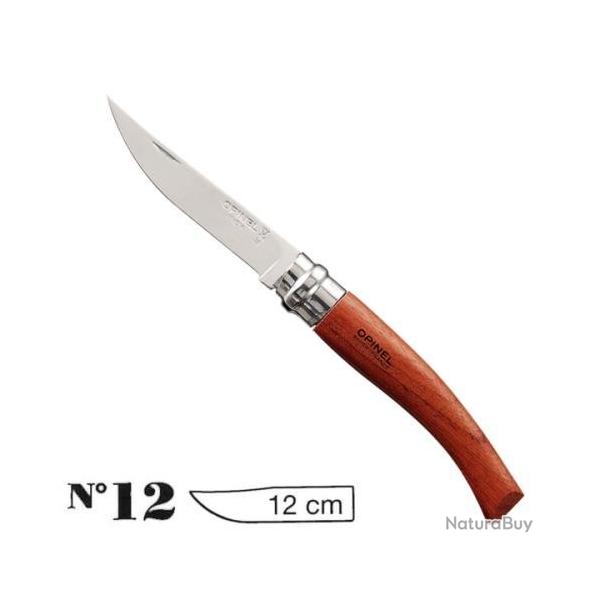 Couteau OPINEL, lame 12 cm effile inox poli glace, manche 15 cm en Bois Padouk ( Rf : N12P)