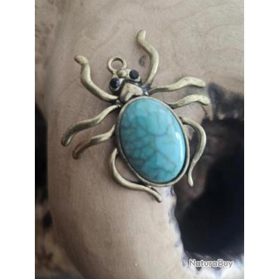 Pendentif araignée turquoise 5 x 5 cm - Broches-pin's et Bijoux (11352602
