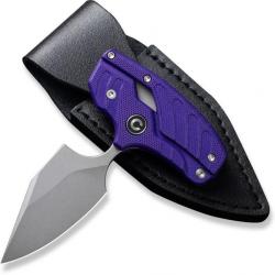 Couteau CIVIVI Typhoeus Purple Push Dagger Lame Acier 14C28N Black Manche Alu Etui Cuir CIVC210362