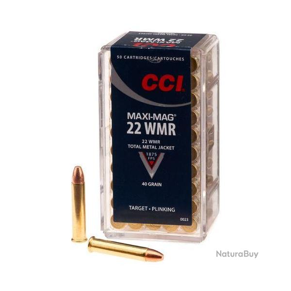 Cartouches CCI MAXI-MAG WMR Calibre 22 MAG - Boite de 50 units
