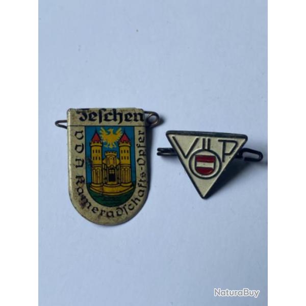 2 Badges insigne du WHW allemand winterhilfswerk ww2 panneau et fanion
