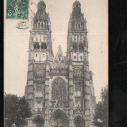 tours la cathédrale carte postale ancienne