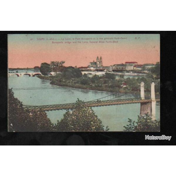 tours la loire et le pont bonaparte et la vue gnrale nord-ouest carte postale ancienne