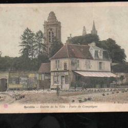 senlis entrée de la ville porte de compiègne carte postale ancienne avant destruction 1914 octroi