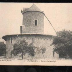 ploermel le moulin malakoff  carte postale ancienne , tampon militaire