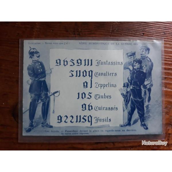 collection WW 1 carte postale soldat casque a pointe parodi satirique de l envahisseur