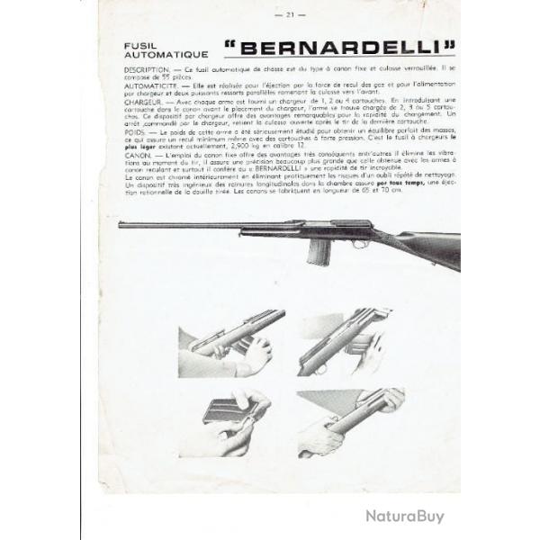 notice fusil BERNARDELLI A CHARGEUR (envoi par mail) - VENDU PAR JEPERCUTE (m1814)