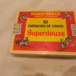 ancienne boîte de 10 cartouches de chasse Manufrance Saint Etienne - superdouze
