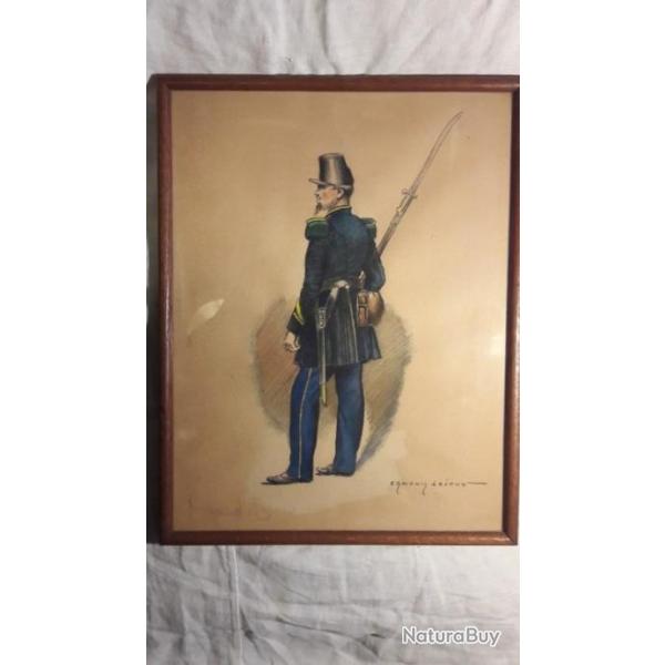 deux aquarelles militaires edmond lajoux peintre aux armes 1890/1960