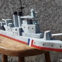 Navire de Guerre ww2 Marine Nationale bateau en bois folk Art Armée