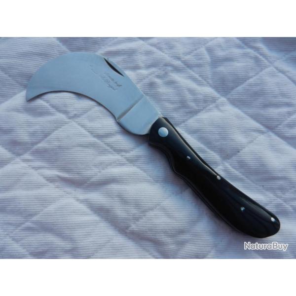 couteau serpette knife Le Bougna manche corne noire - longueur 18 cm