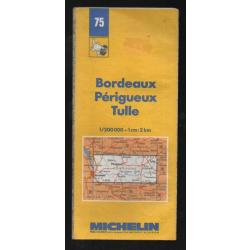 carte départementale michelin bordeaux périgueux tulle 75  1 cm = 2 km de 1970