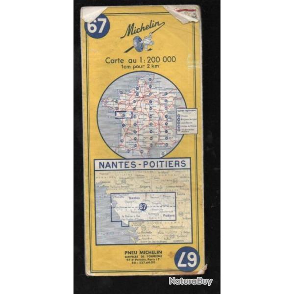 carte dpartementale michelin nantes poitiers 67 1 cm = 2 km de 1968