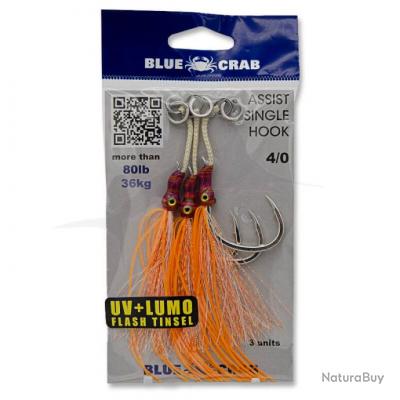 Blue Crab Assist Hook 4/0 Orange Single - Hameçons mer (11360207)