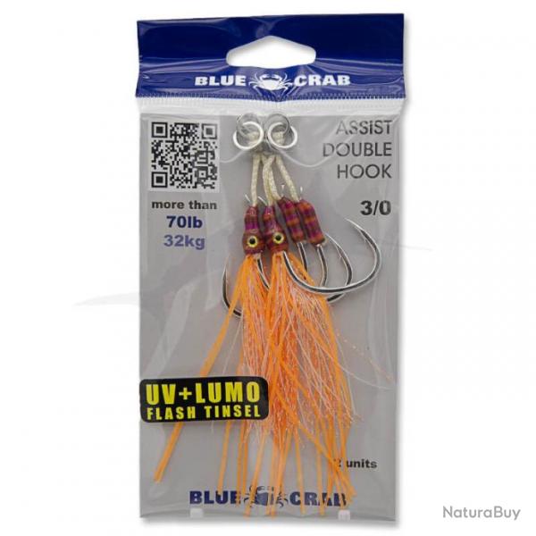 Blue Crab Assist Hook 3/0 Orange Double
