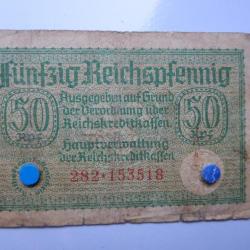 Billet allemand de 50 Reichspfennig ww2