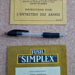 Notice fusil SIMPLEX et manuel Manufrance original
