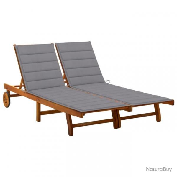 Transat chaise longue bain de soleil lit de jardin terrasse meuble d'extrieur 2 places avec coussi