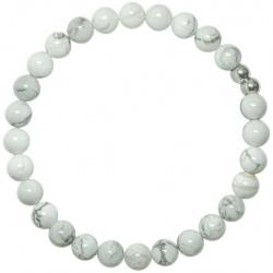Bracelet en howlite - Perles rondes 6 mm