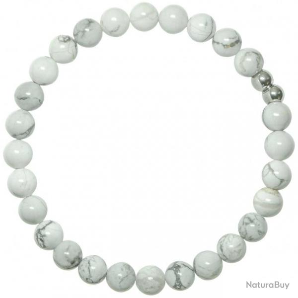 Bracelet en howlite - Perles rondes 6 mm