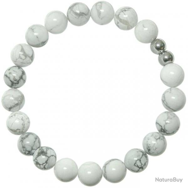 Bracelet en howlite - Perles rondes 8 mm