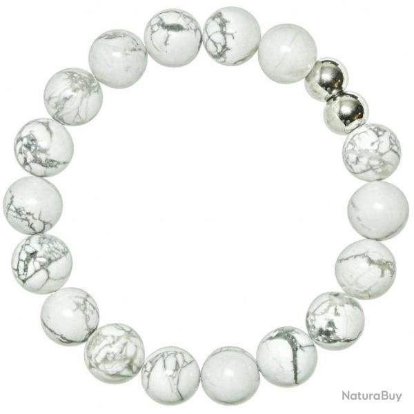 Bracelet en howlite - Perles rondes 10 mm
