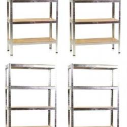 Lot de 4 étagères professionnel silver Rayonnage métallique Etagère métallique industrielle magasin