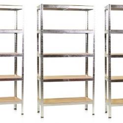 Lot de 3 étagères professionnel silver Rayonnage métallique Etagère métallique industrielle magasin