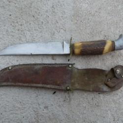 1940 Couteau avec Fourreau cuir SABATIER CJF SCOUT
