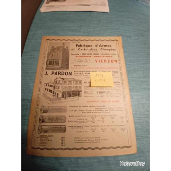 Livrets publicits brochures anciennes armurerie Pardon 1953/1954/1954