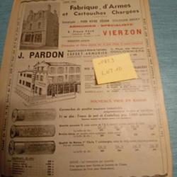 Lot de 3 livrets publicités anciennes armurerie Pardon 1953/1953/1954
