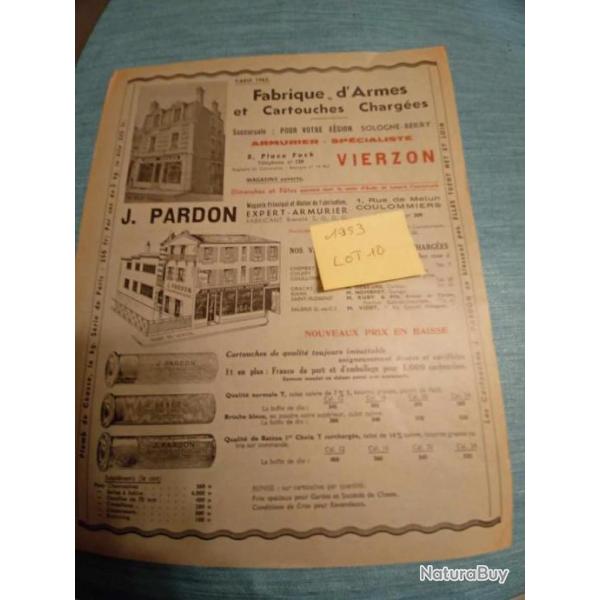 Lot de 3 livrets publicits anciennes armurerie Pardon 1953/1953/1954