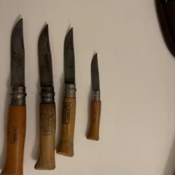 Lot 4 couteaux Opinel numero 8/7/6/4