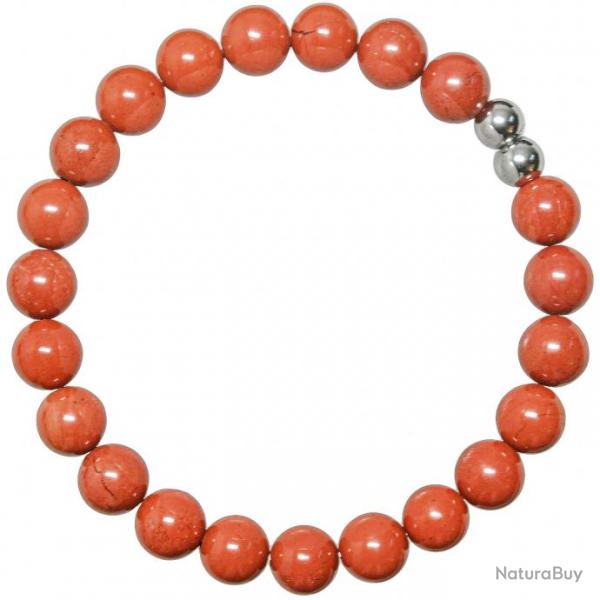 Bracelet en jaspe rouge - Perles rondes 8 mm
